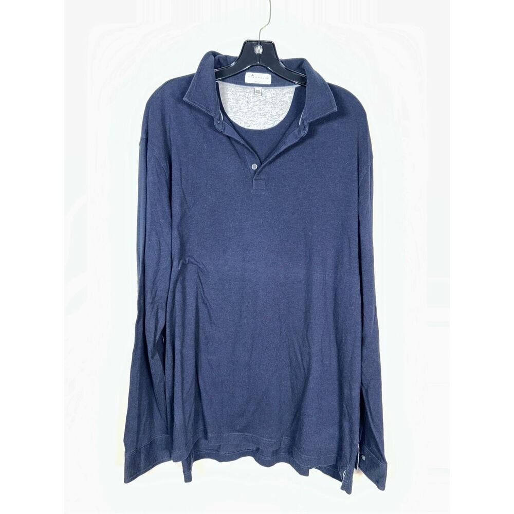 Peter Millar Crown Fleece navy blue long sleeve polo size XXL 26-21